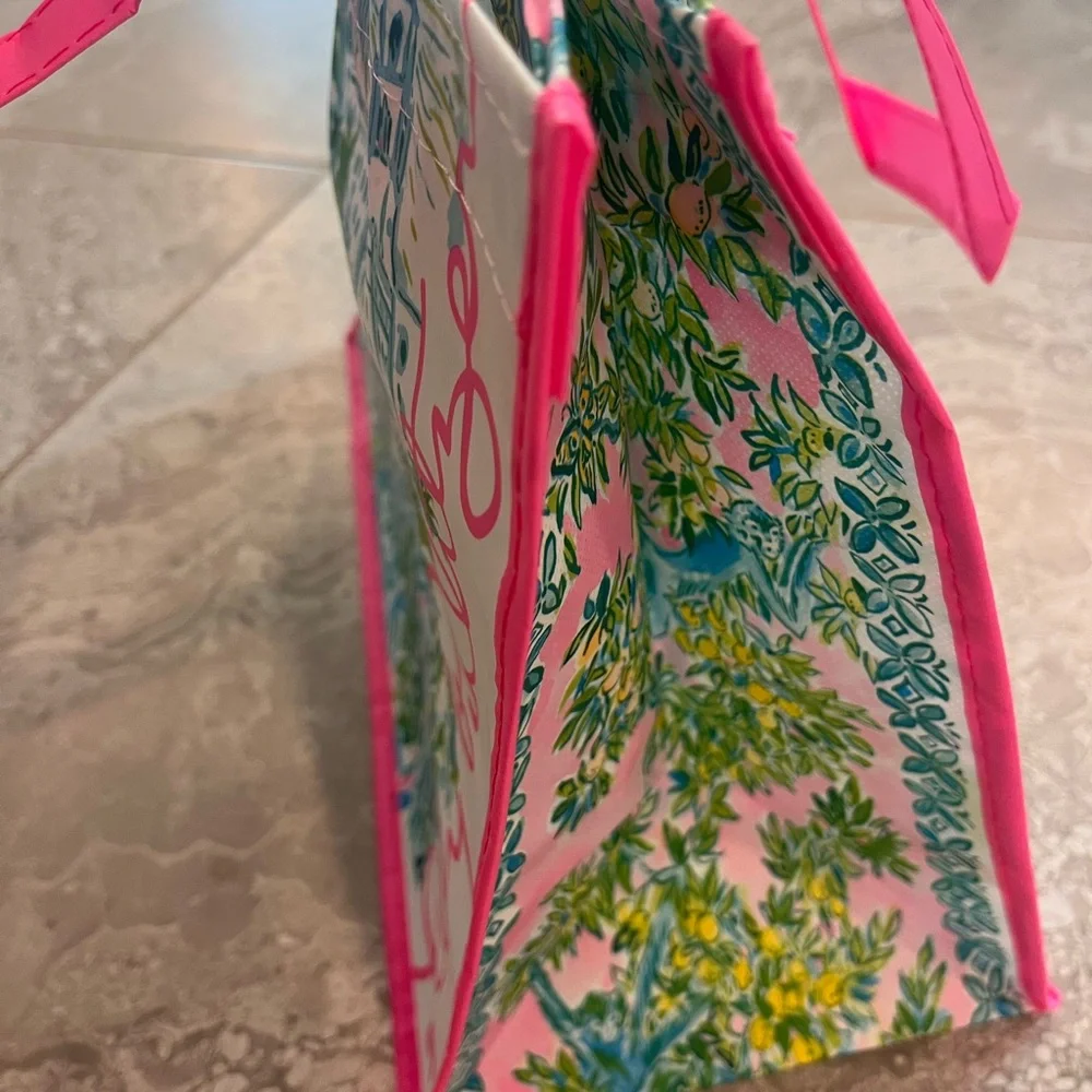 Lilly Pulitzer Tropical Pink and Green Tote Bag, 15” x 11”